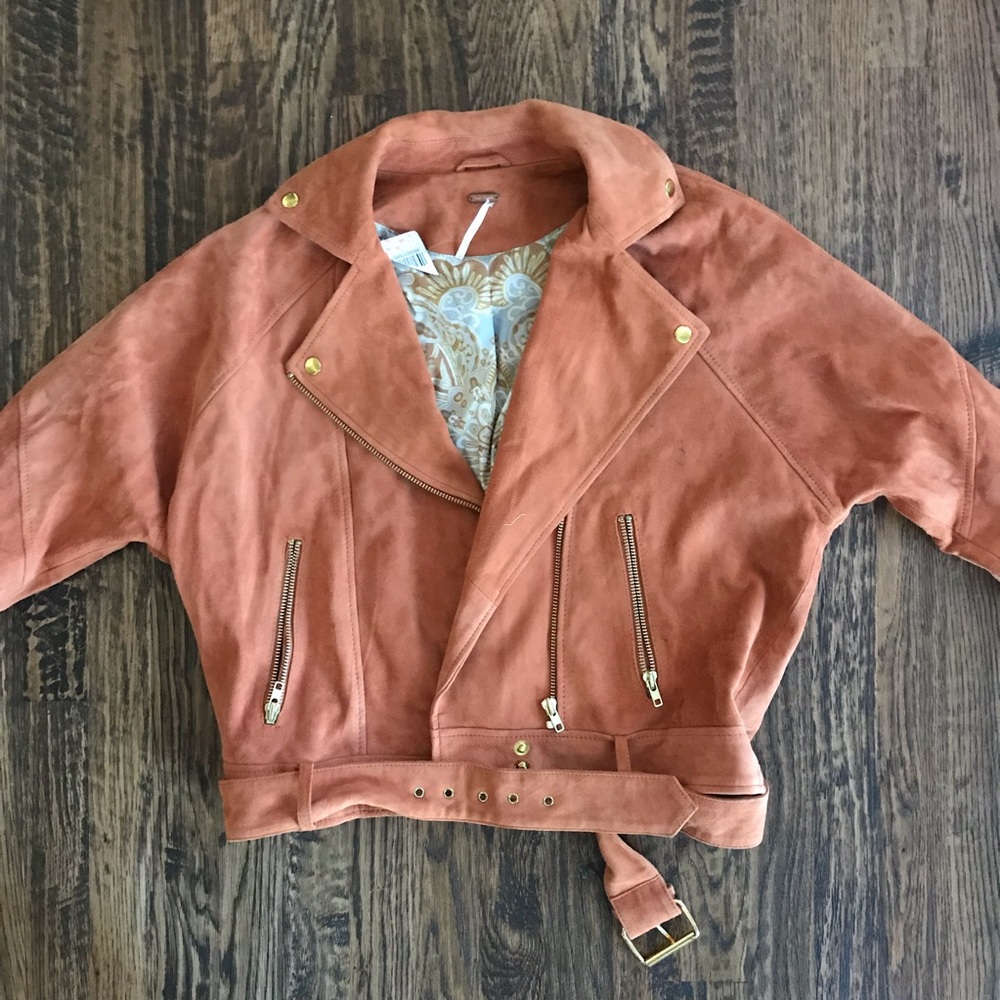 FREE PEOPLE DRAPEY SUEDE MOTO JACKET